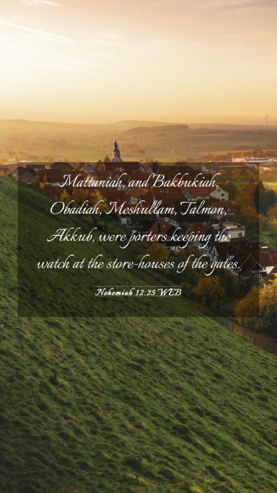 Picture 03 - Nehemiah 12:25 WEB Mobile Phone Wallpaper - Mattaniah, and Bakbukiah, Obadiah, Meshullam, - Mobile Bible Verse Wallpaper