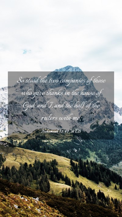 Picture 03 - Nehemiah 12:40 WEB Mobile Phone Wallpaper - So stood the two companies of those who gave - Mobile Bible Verse Wallpaper