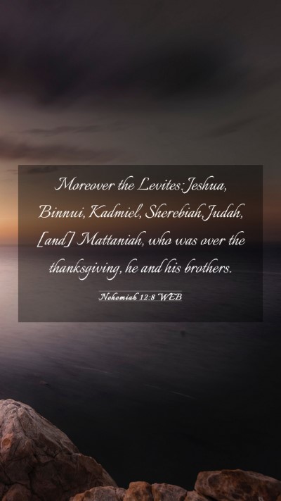 Picture 03 - Nehemiah 12:8 WEB Mobile Phone Wallpaper - Moreover the Levites: Jeshua, Binnui, Kadmiel, - Mobile Bible Verse Wallpaper