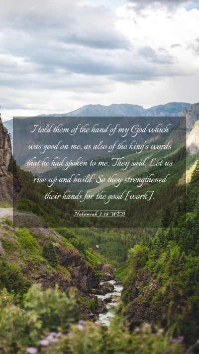 Picture 03 - Nehemiah 2:18 WEB Mobile Phone Wallpaper - I told them of the hand of my God which was good - Mobile Bible Verse Wallpaper