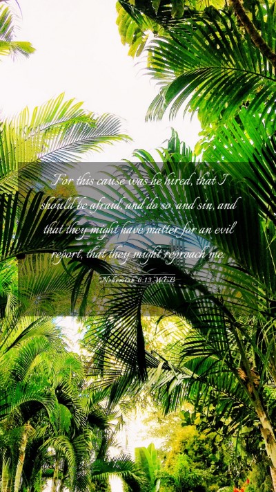 Picture 03 - Nehemiah 6:13 WEB Mobile Phone Wallpaper - For this cause was he hired, that I should be - Mobile Bible Verse Wallpaper