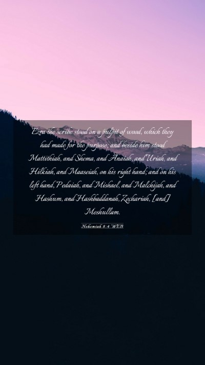 Picture 03 - Nehemiah 8:4 WEB Mobile Phone Wallpaper - Ezra the scribe stood on a pulpit of wood, which - Mobile Bible Verse Wallpaper