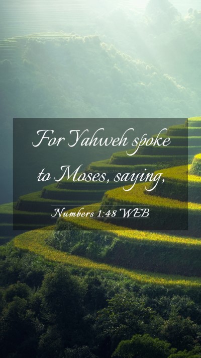 Picture 03 - Numbers 1:48 WEB Mobile Phone Wallpaper - For Yahweh spoke to Moses, - Mobile Bible Verse Wallpaper