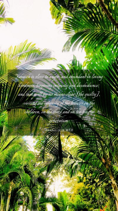 Picture 03 - Numbers 14:18 WEB Mobile Phone Wallpaper - Yahweh is slow to anger, and abundant in loving - Mobile Bible Verse Wallpaper