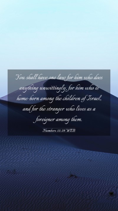 Picture 03 - Numbers 15:29 WEB Mobile Phone Wallpaper - You shall have one law for him who does anything - Mobile Bible Verse Wallpaper