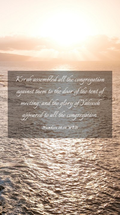 Picture 03 - Numbers 16:19 WEB Mobile Phone Wallpaper - Korah assembled all the congregation against them - Mobile Bible Verse Wallpaper