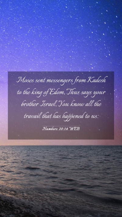 Picture 03 - Numbers 20:14 WEB Mobile Phone Wallpaper - Moses sent messengers from Kadesh to the king of - Mobile Bible Verse Wallpaper