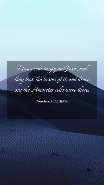 Picture 03 - Numbers 21:32 WEB Mobile Phone Wallpaper - Moses sent to spy out Jazer; and they took the - Mobile Bible Verse Wallpaper