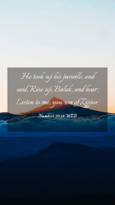 Picture 03 - Numbers 23:18 WEB Mobile Phone Wallpaper - He took up his parable, and said, Rise up, Balak, - Mobile Bible Verse Wallpaper