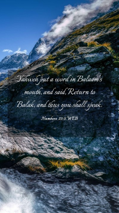 Picture 03 - Numbers 23:5 WEB Mobile Phone Wallpaper - Yahweh put a word in Balaam's mouth, and said, - Mobile Bible Verse Wallpaper
