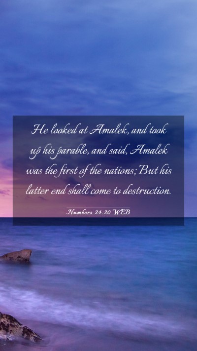 Picture 03 - Numbers 24:20 WEB Mobile Phone Wallpaper - He looked at Amalek, and took up his parable, and - Mobile Bible Verse Wallpaper