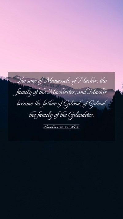 Picture 03 - Numbers 26:29 WEB Mobile Phone Wallpaper - The sons of Manasseh: of Machir, the family of - Mobile Bible Verse Wallpaper