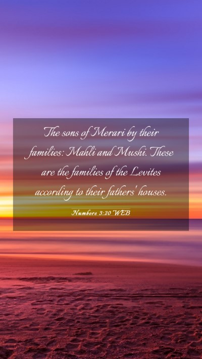 Picture 03 - Numbers 3:20 WEB Mobile Phone Wallpaper - The sons of Merari by their families: Mahli and - Mobile Bible Verse Wallpaper