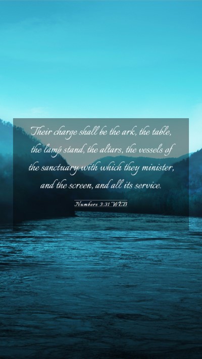 Picture 03 - Numbers 3:31 WEB Mobile Phone Wallpaper - Their charge shall be the ark, the table, the - Mobile Bible Verse Wallpaper