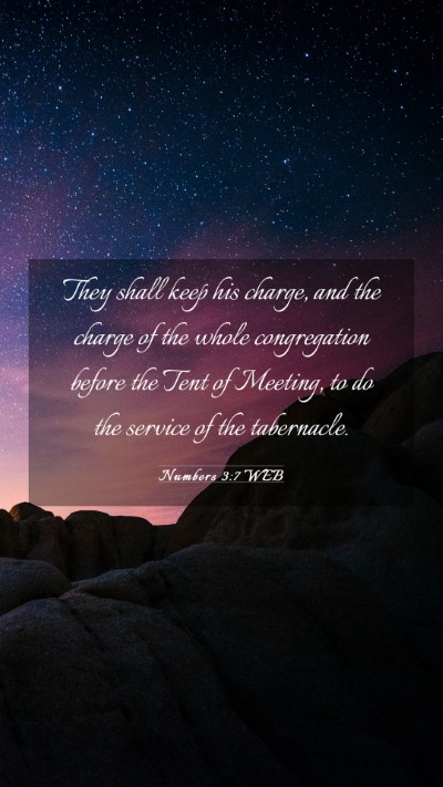 Picture 03 - Numbers 3:7 WEB Mobile Phone Wallpaper - They shall keep his charge, and the charge of the - Mobile Bible Verse Wallpaper