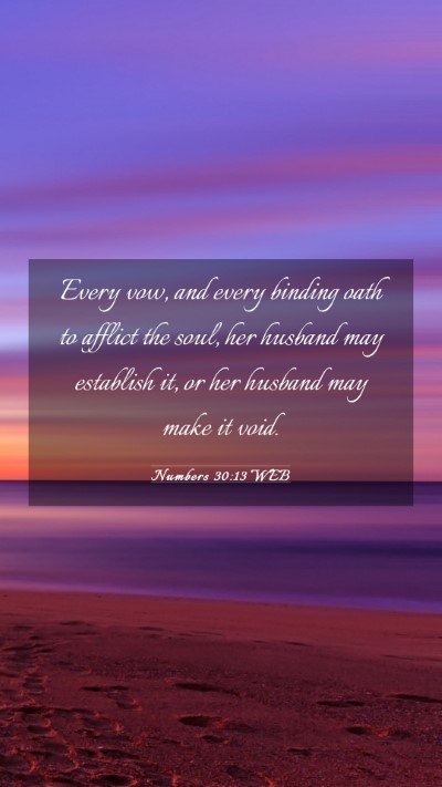 Picture 03 - Numbers 30:13 WEB Mobile Phone Wallpaper - Every vow, and every binding oath to afflict the - Mobile Bible Verse Wallpaper