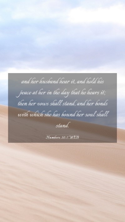 Picture 03 - Numbers 30:7 WEB Mobile Phone Wallpaper - and her husband hear it, and hold his peace at - Mobile Bible Verse Wallpaper