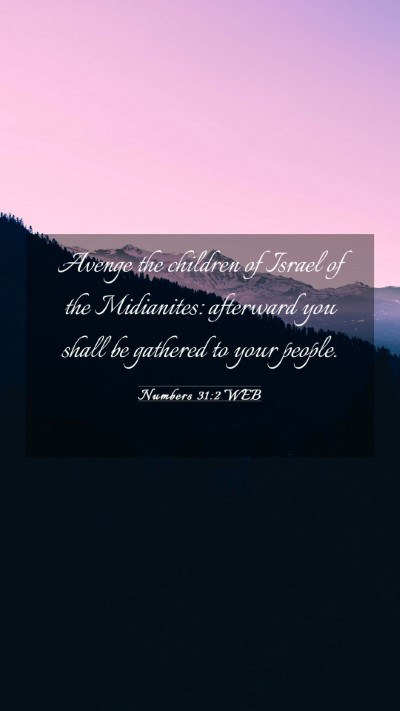 Picture 03 - Numbers 31:2 WEB Mobile Phone Wallpaper - Avenge the children of Israel of the Midianites: - Mobile Bible Verse Wallpaper