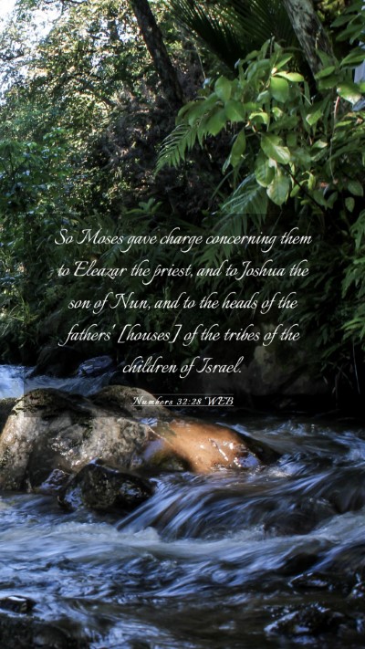 Picture 03 - Numbers 32:28 WEB Mobile Phone Wallpaper - So Moses gave charge concerning them to Eleazar - Mobile Bible Verse Wallpaper