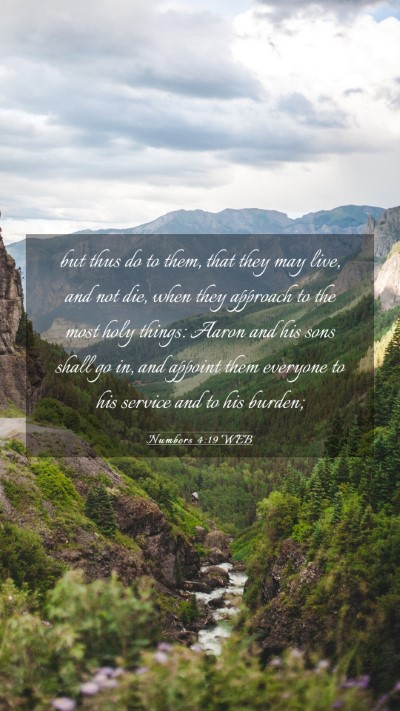 Picture 03 - Numbers 4:19 WEB Mobile Phone Wallpaper - but thus do to them, that they may live, and not - Mobile Bible Verse Wallpaper