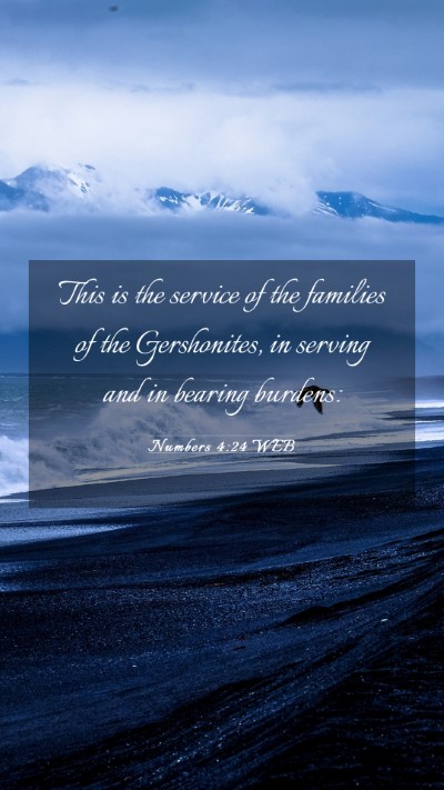 Picture 03 - Numbers 4:24 WEB Mobile Phone Wallpaper - This is the service of the families of the - Mobile Bible Verse Wallpaper