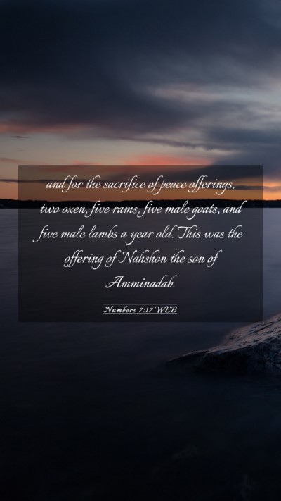 Picture 03 - Numbers 7:17 WEB Mobile Phone Wallpaper - and for the sacrifice of peace offerings, two - Mobile Bible Verse Wallpaper