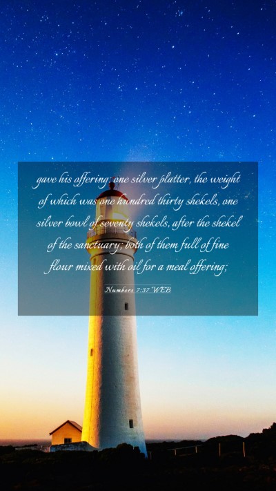 Picture 03 - Numbers 7:37 WEB Mobile Phone Wallpaper - gave his offering: one silver platter, the weight - Mobile Bible Verse Wallpaper