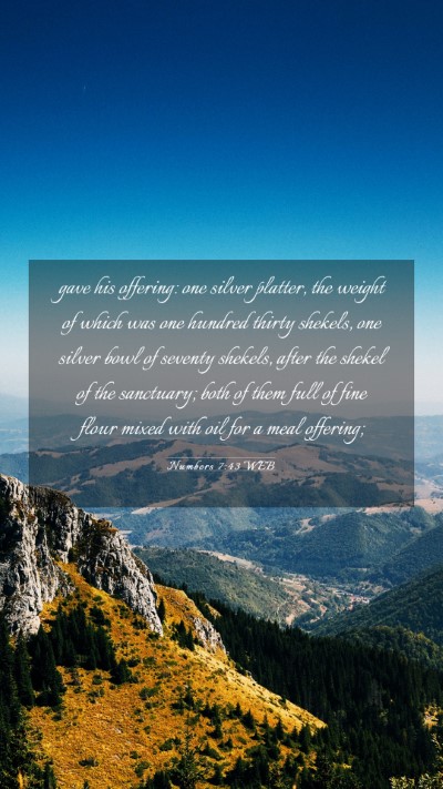 Picture 03 - Numbers 7:43 WEB Mobile Phone Wallpaper - gave his offering: one silver platter, the weight - Mobile Bible Verse Wallpaper