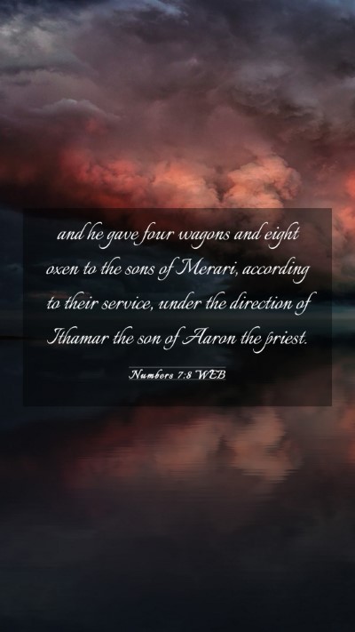 Picture 03 - Numbers 7:8 WEB Mobile Phone Wallpaper - and he gave four wagons and eight oxen to the - Mobile Bible Verse Wallpaper