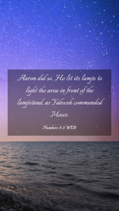 Picture 03 - Numbers 8:3 WEB Mobile Phone Wallpaper - Aaron did so. He lit its lamps to light the area - Mobile Bible Verse Wallpaper