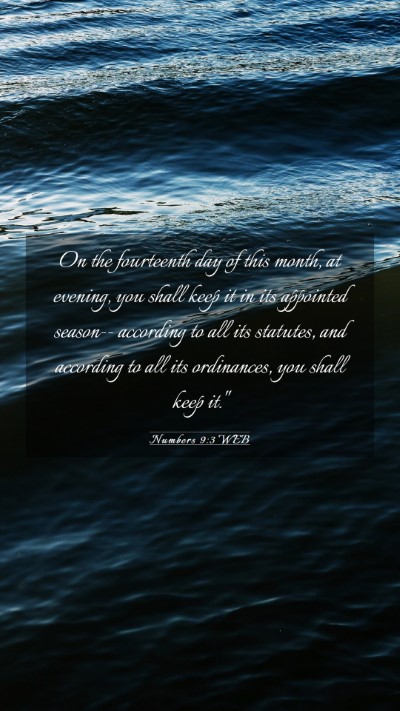 Picture 03 - Numbers 9:3 WEB Mobile Phone Wallpaper - On the fourteenth day of this month, at evening, - Mobile Bible Verse Wallpaper
