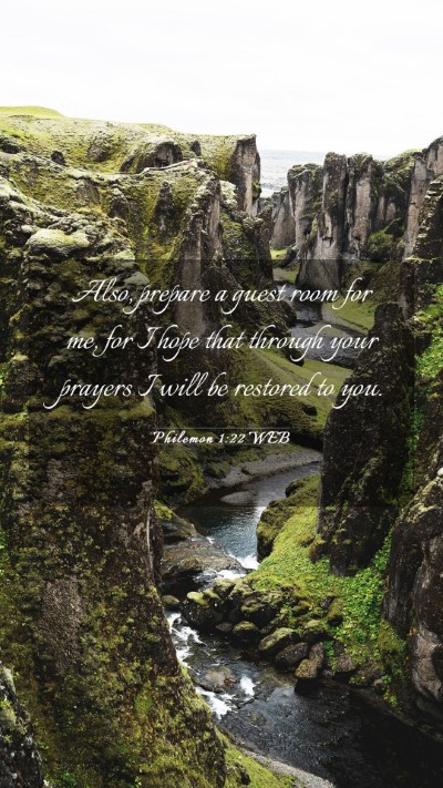 Picture 03 - Philemon 1:22 WEB Mobile Phone Wallpaper - Also, prepare a guest room for me, for I hope - Mobile Bible Verse Wallpaper