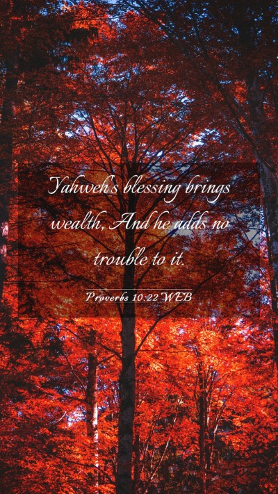 Picture 03 - Proverbs 10:22 WEB Mobile Phone Wallpaper - Yahweh's blessing brings wealth, And he adds no - Mobile Bible Verse Wallpaper