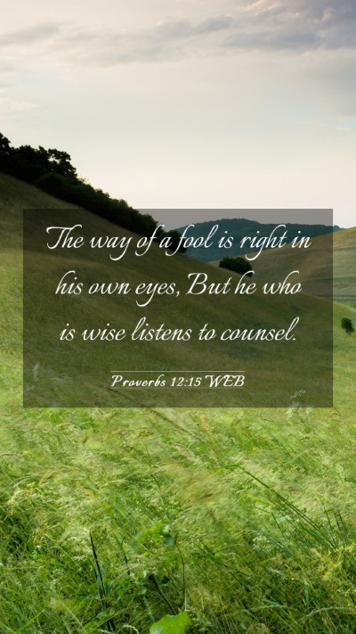 Picture 03 - Proverbs 12:15 WEB Mobile Phone Wallpaper - The way of a fool is right in his own eyes, But - Mobile Bible Verse Wallpaper