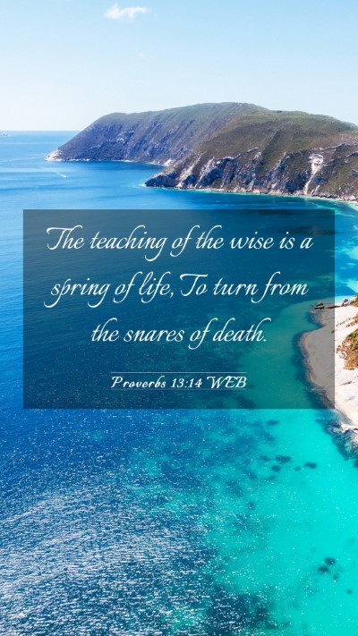 Picture 03 - Proverbs 13:14 WEB Mobile Phone Wallpaper - The teaching of the wise is a spring of life, To - Mobile Bible Verse Wallpaper