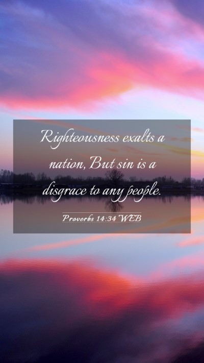 Picture 03 - Proverbs 14:34 WEB Mobile Phone Wallpaper - Righteousness exalts a nation, But sin is a - Mobile Bible Verse Wallpaper