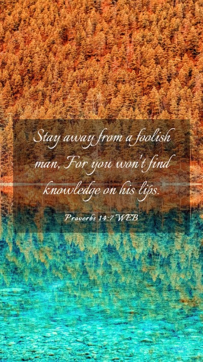 Picture 03 - Proverbs 14:7 WEB Mobile Phone Wallpaper - Stay away from a foolish man, For you won't find - Mobile Bible Verse Wallpaper