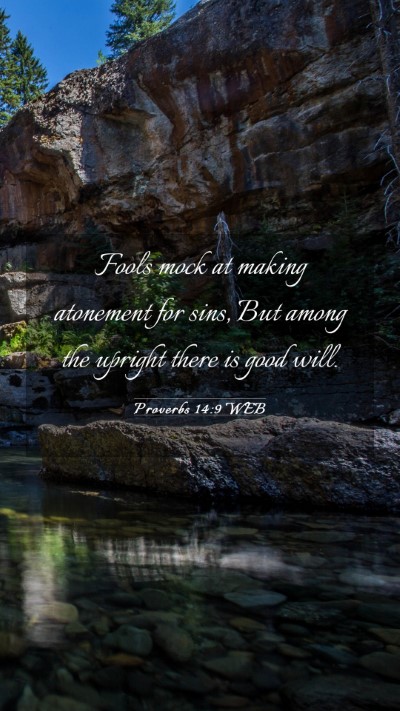 Picture 03 - Proverbs 14:9 WEB Mobile Phone Wallpaper - Fools mock at making atonement for sins, But - Mobile Bible Verse Wallpaper