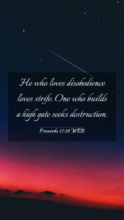 Picture 03 - Proverbs 17:19 WEB Mobile Phone Wallpaper - He who loves disobedience loves strife. One who - Mobile Bible Verse Wallpaper