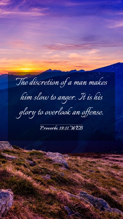 Picture 03 - Proverbs 19:11 WEB Mobile Phone Wallpaper - The discretion of a man makes him slow to anger. - Mobile Bible Verse Wallpaper