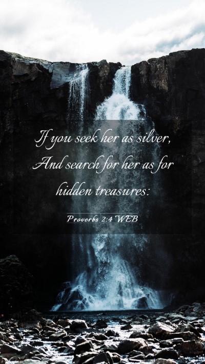 Picture 03 - Proverbs 2:4 WEB Mobile Phone Wallpaper - If you seek her as silver, And search for her as - Mobile Bible Verse Wallpaper