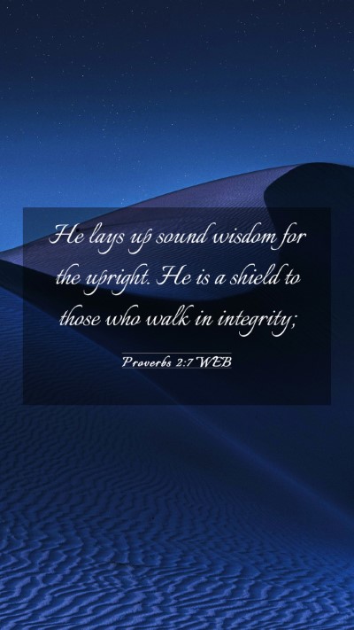 Picture 03 - Proverbs 2:7 WEB Mobile Phone Wallpaper - He lays up sound wisdom for the upright. He is a - Mobile Bible Verse Wallpaper