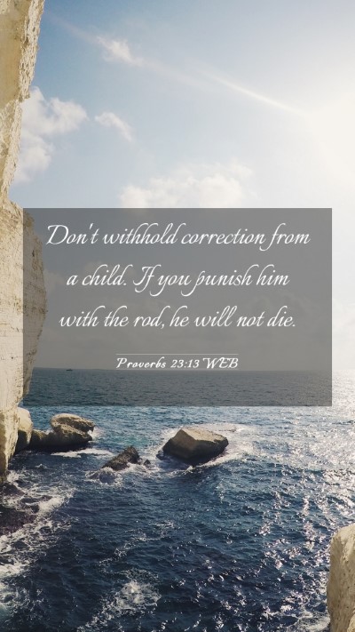 Picture 03 - Proverbs 23:13 WEB Mobile Phone Wallpaper - Don't withhold correction from a child. If you - Mobile Bible Verse Wallpaper