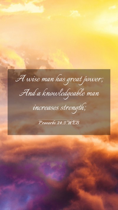 Picture 03 - Proverbs 24:5 WEB Mobile Phone Wallpaper - A wise man has great power; And a knowledgeable - Mobile Bible Verse Wallpaper