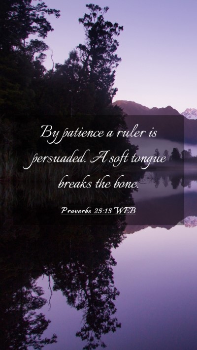Picture 03 - Proverbs 25:15 WEB Mobile Phone Wallpaper - By patience a ruler is persuaded. A soft tongue - Mobile Bible Verse Wallpaper