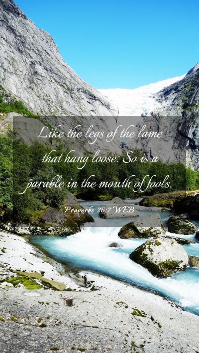 Picture 03 - Proverbs 26:7 WEB Mobile Phone Wallpaper - Like the legs of the lame that hang loose: So is - Mobile Bible Verse Wallpaper