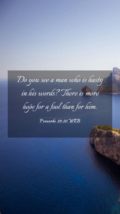 Picture 03 - Proverbs 29:20 WEB Mobile Phone Wallpaper - Do you see a man who is hasty in his words? There - Mobile Bible Verse Wallpaper