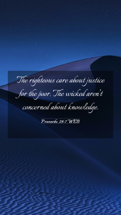 Picture 03 - Proverbs 29:7 WEB Mobile Phone Wallpaper - The righteous care about justice for the poor. - Mobile Bible Verse Wallpaper