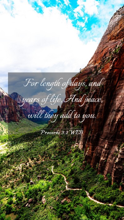 Picture 03 - Proverbs 3:2 WEB Mobile Phone Wallpaper - For length of days, and years of life, And peace, - Mobile Bible Verse Wallpaper