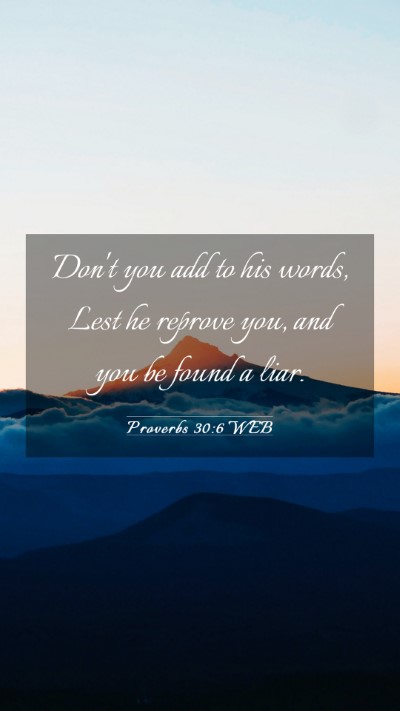 Picture 03 - Proverbs 30:6 WEB Mobile Phone Wallpaper - Don't you add to his words, Lest he reprove you, - Mobile Bible Verse Wallpaper